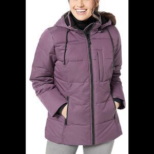 Arctic Expedition Horizontal Quilted Down Coat Plum - Regular